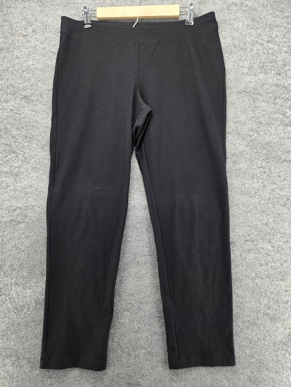 Eileen Fisher Leggings Womens M Black Ankle Viscose Nylon Spandex Elastic Waist